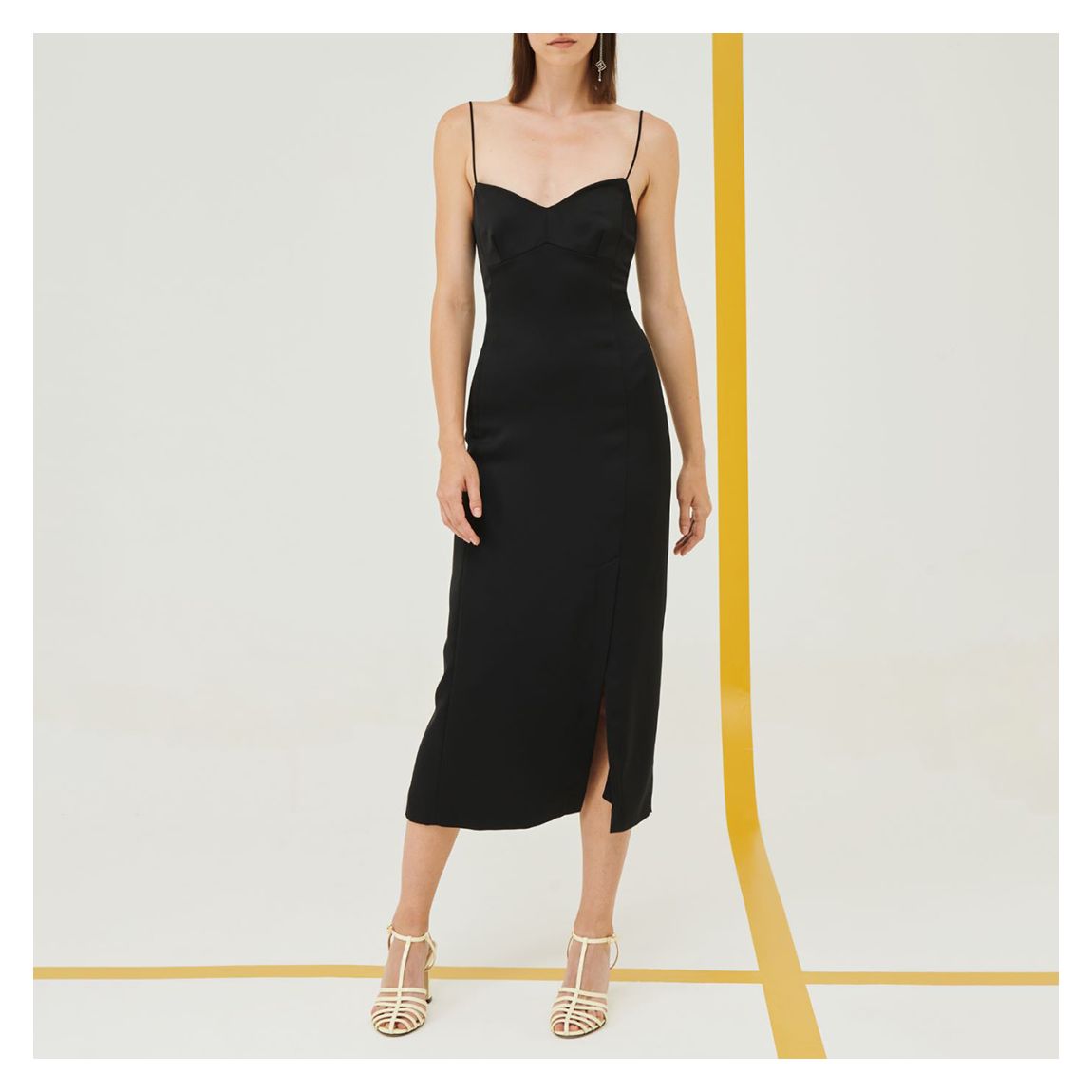 Black Macario Midi Slit Dress main product photo
