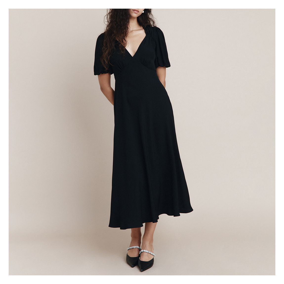 Black Enya Satin Dress main product photo