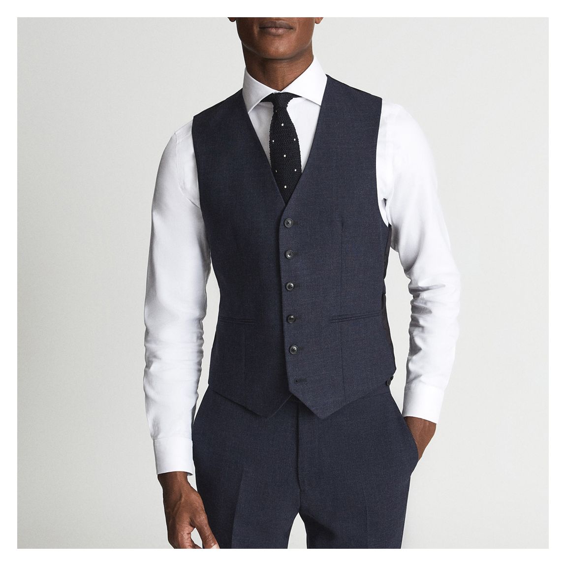Navy Hitch Wool Single Breasted Waistcoat main product photo