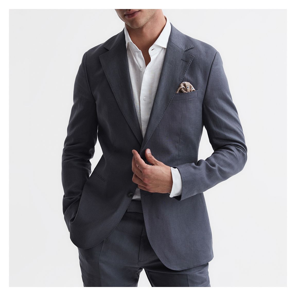 Blue Kin Single Breasted Linen Blazer main product photo