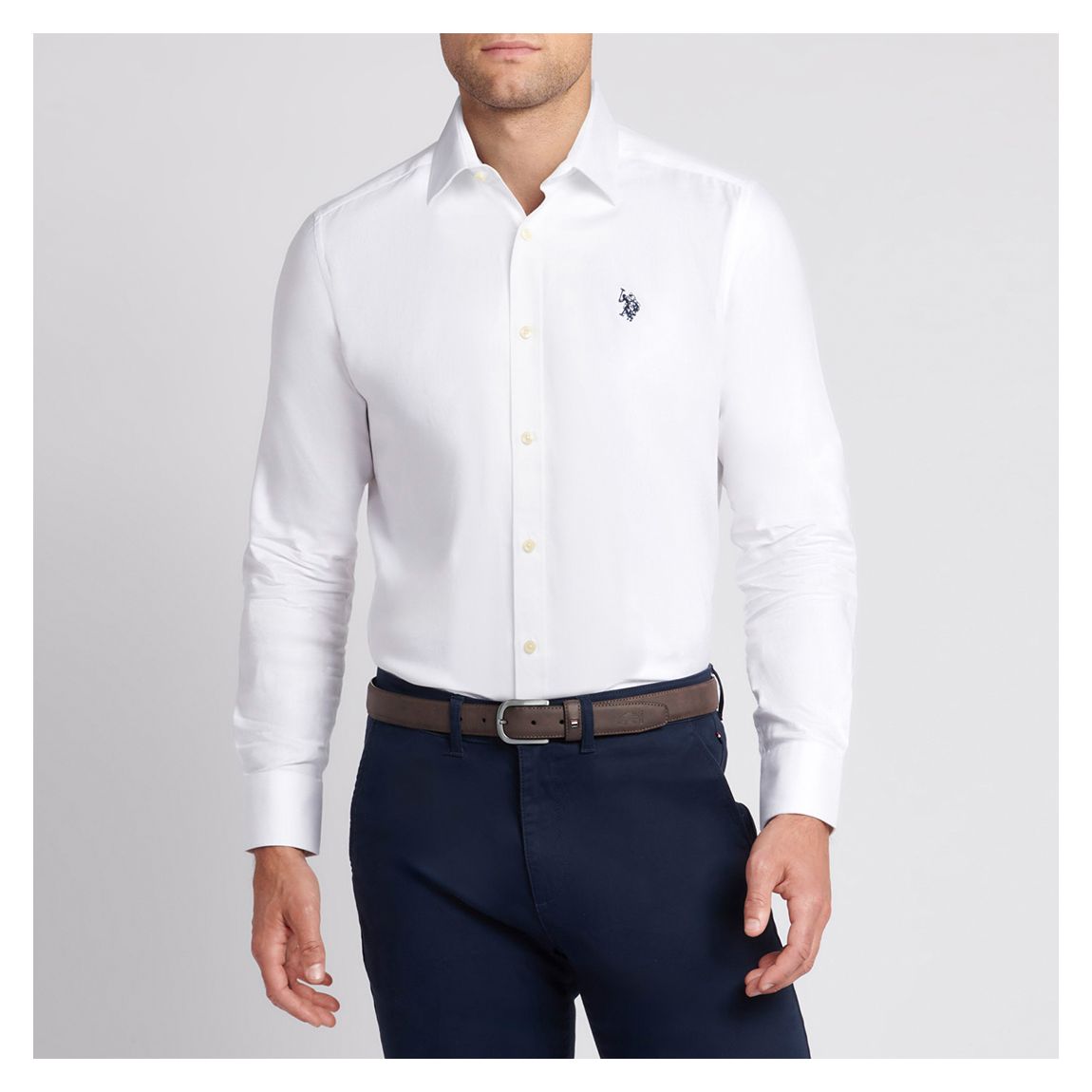 White Herringbone Cotton Shirt main product photo
