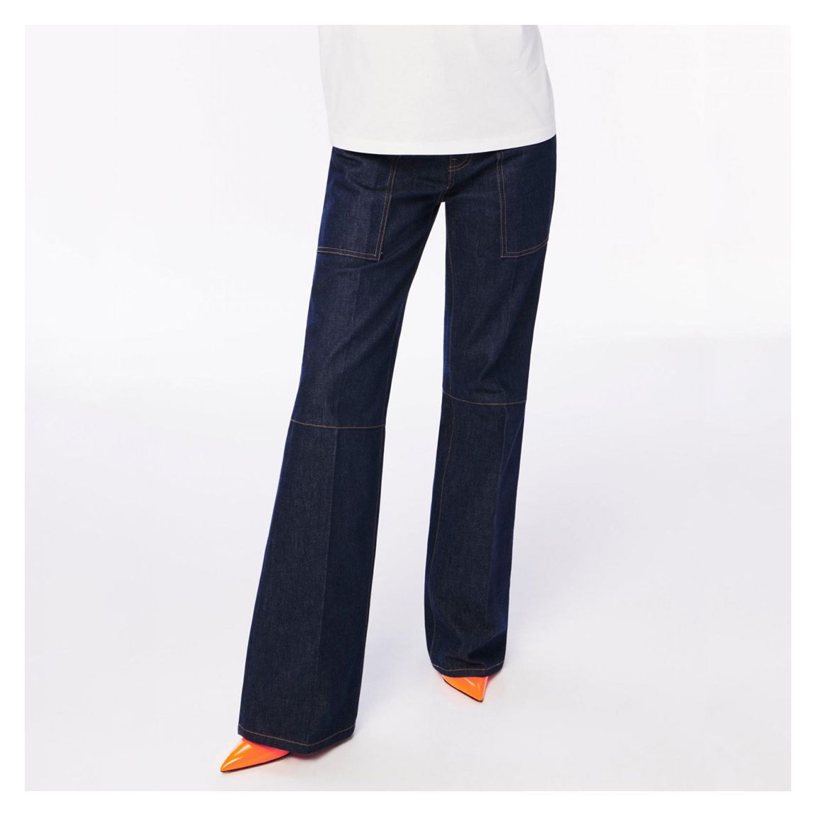 Indigo Serge Flare Cotton Jeans main product photo