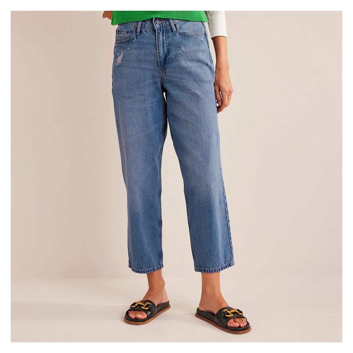 Mid Blue High Rise Tapered Jeans main product photo