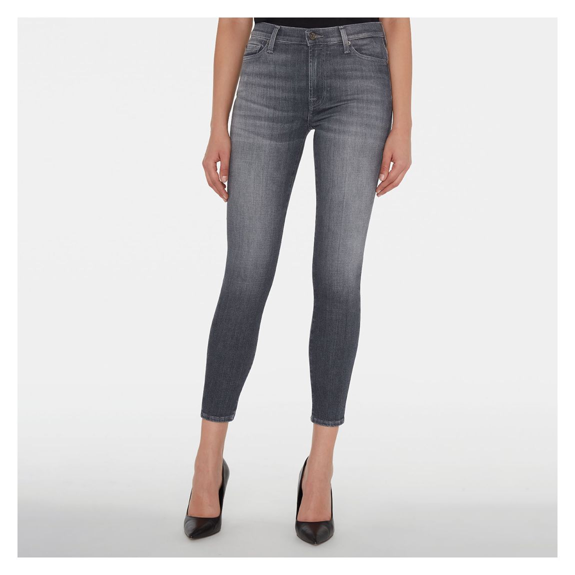 Grey Illusion Skinny Crop Stretch Jeans main product photo