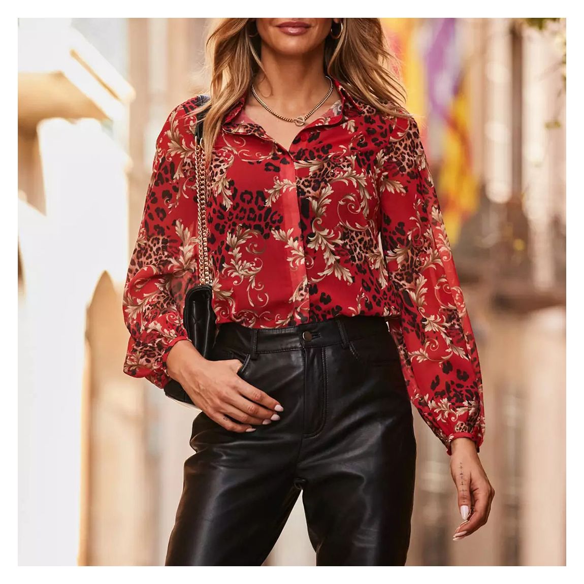 Red Paisley Animal Print Shirt main product photo