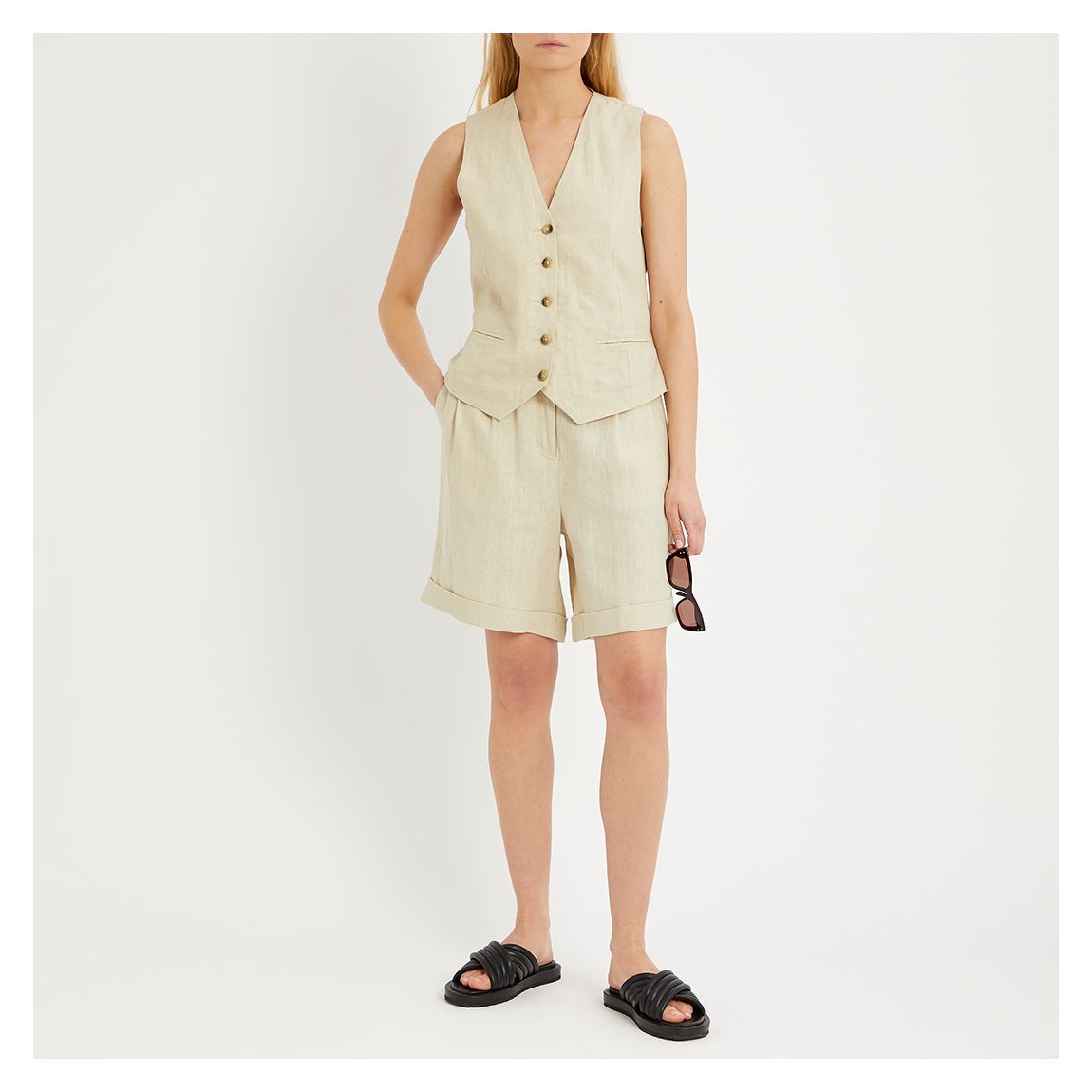 Sand Linen Waistcoat main product photo