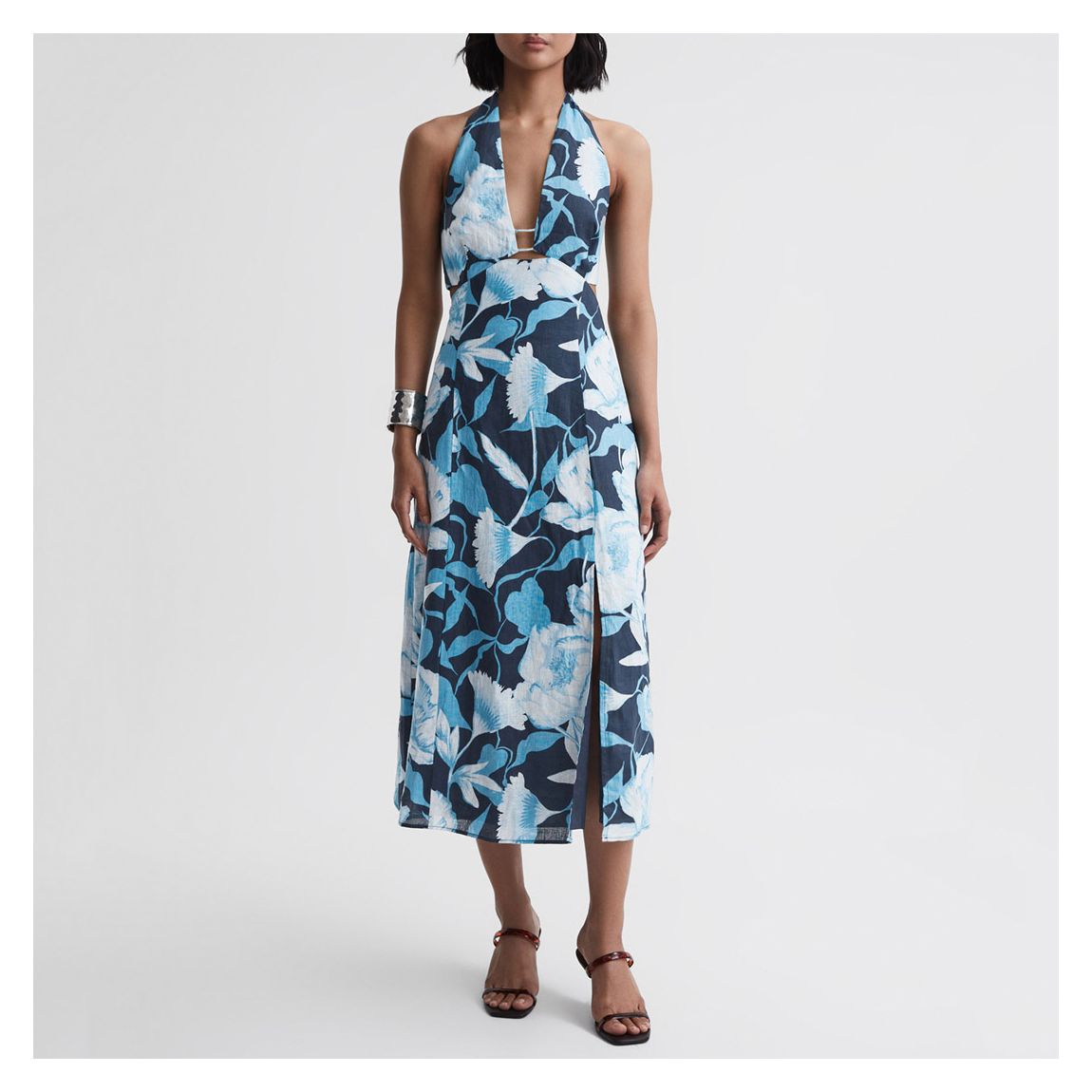 Blue/Navy Kaia Pattern Midi Dress main product photo