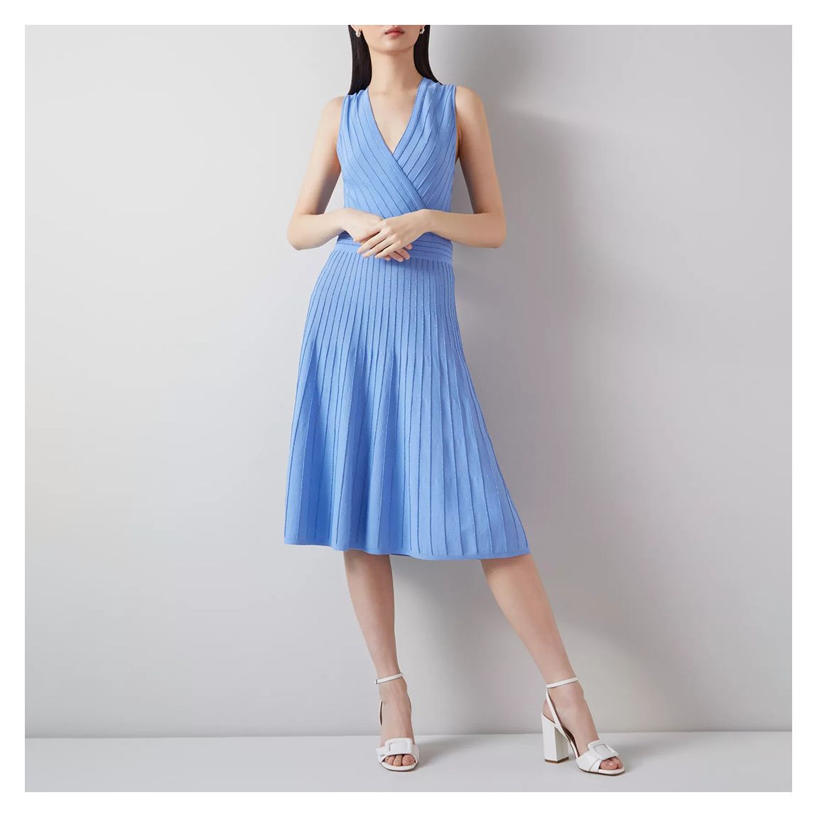 Blue Mona Pleated Sleeveless Midi Dress main product photo
