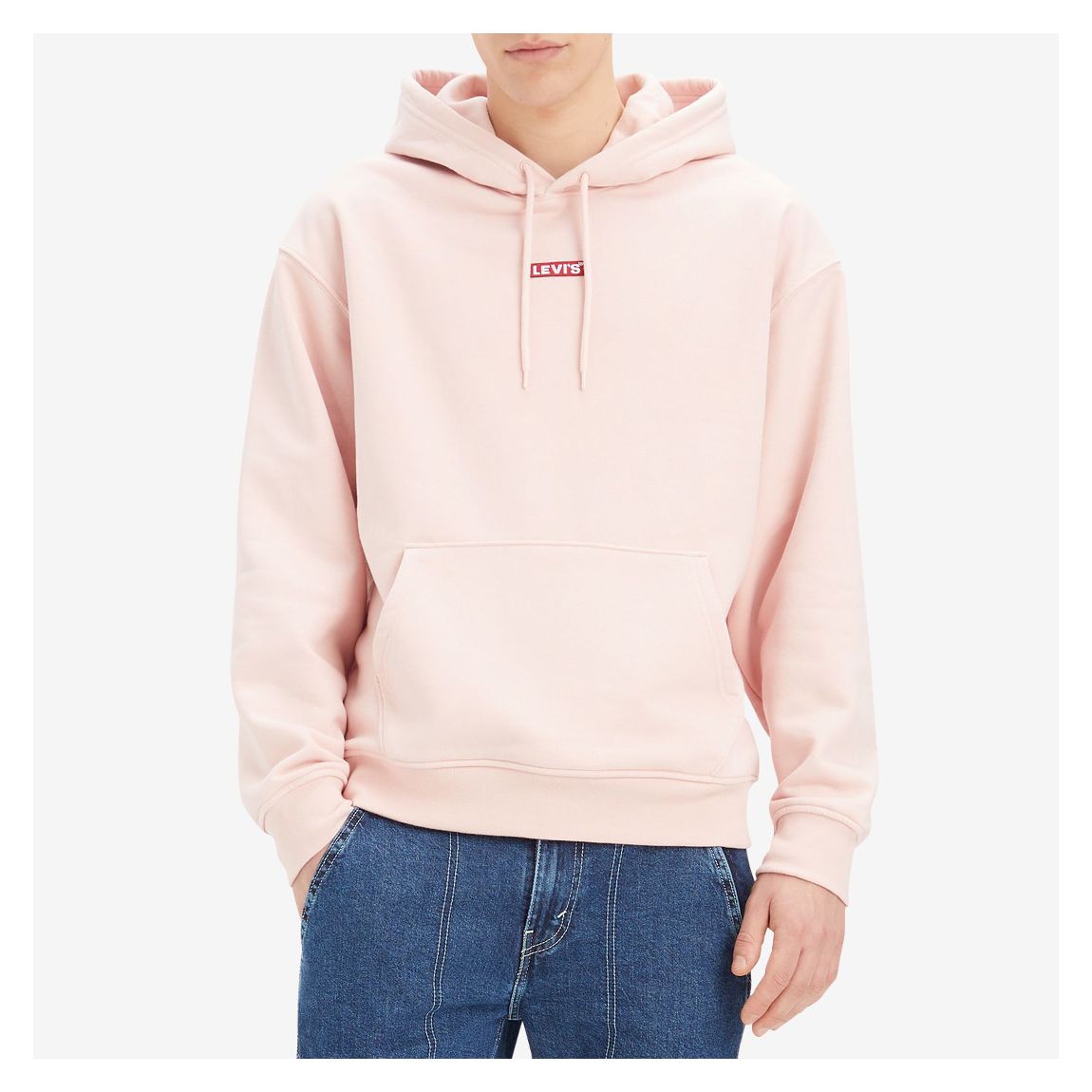 Pale Pink Embroidered Logo Cotton Blend Hoodie main product photo