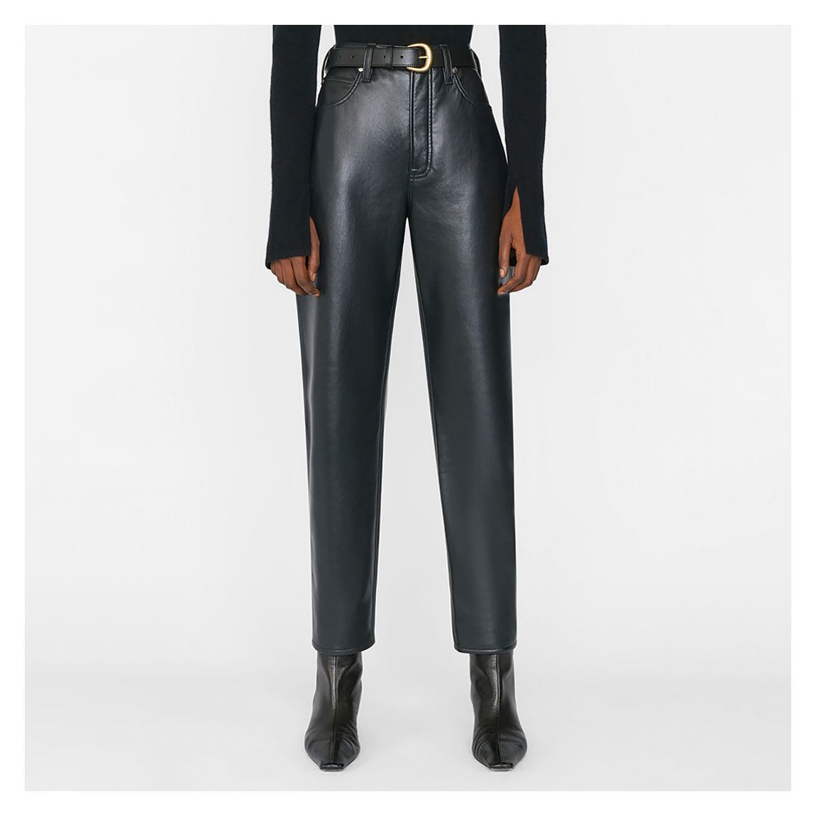 Black Le High N Tight Straight Leather Trousers main product photo