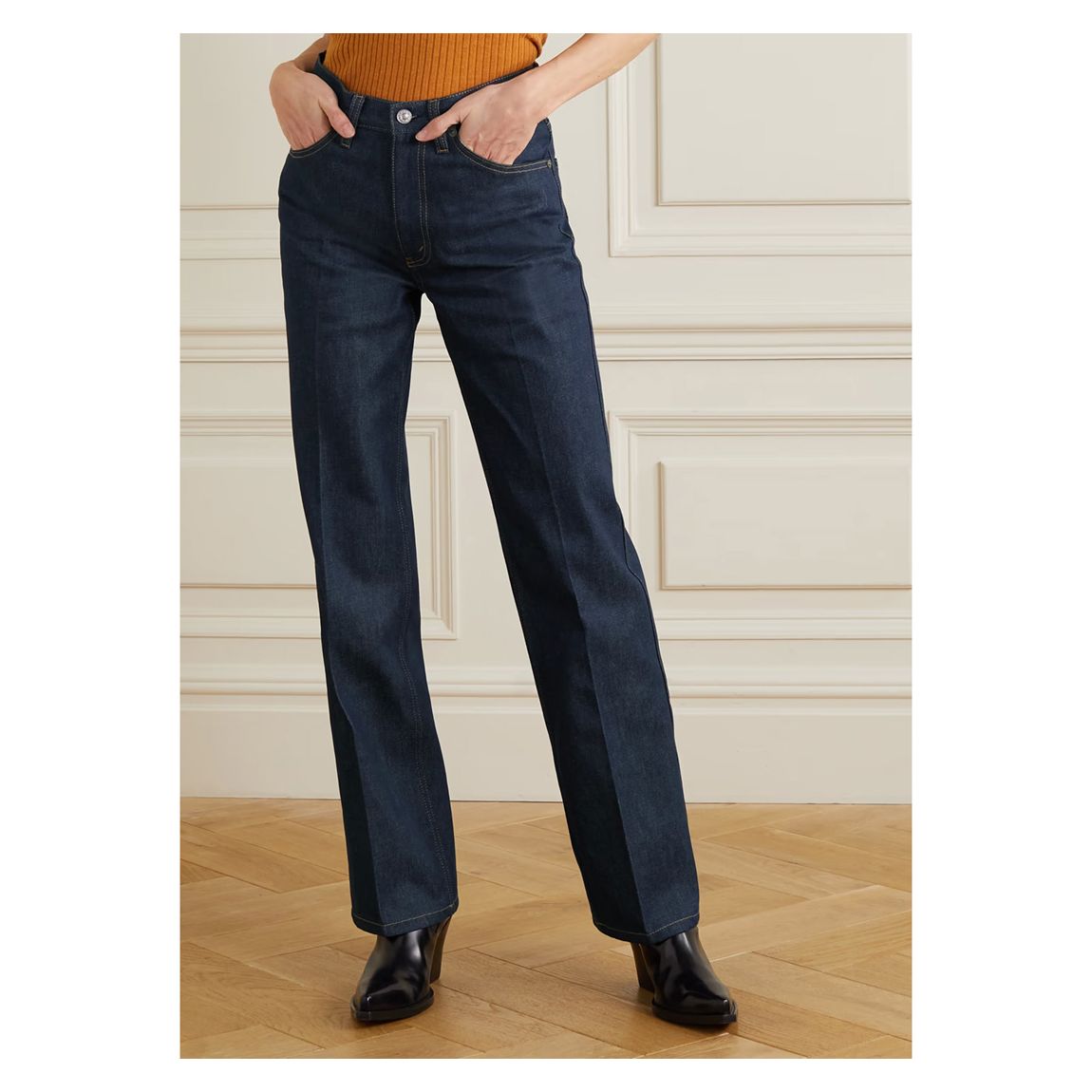 Indigo Grace Straight Leg Cotton Jeans main product photo