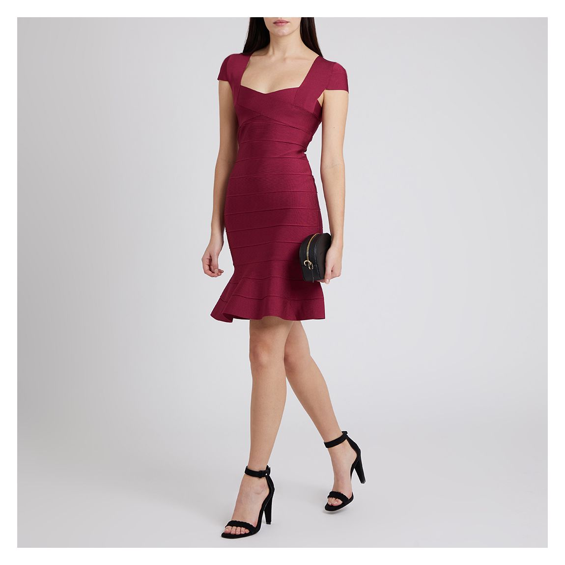 Raspberry Flared Hem Bandage Dress main product photo