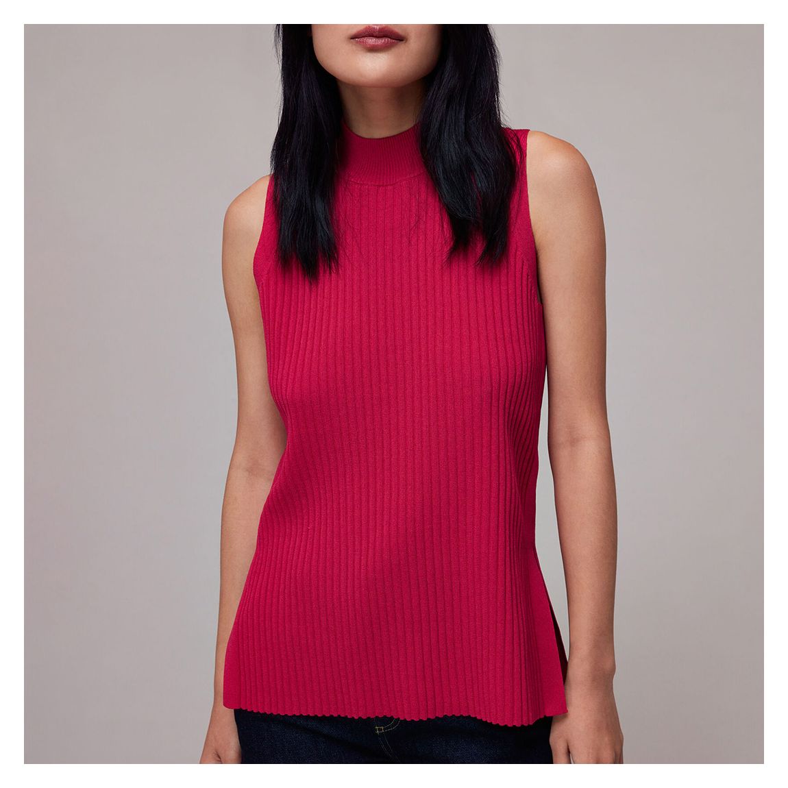 Red High Neck Ribbed Tunic main product photo