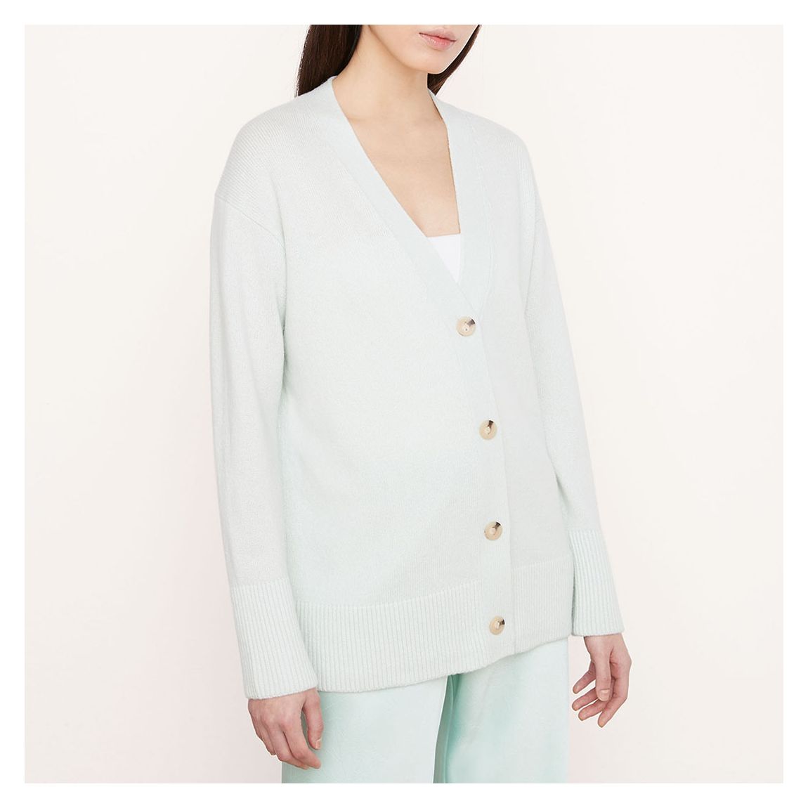 Mint Blue Wool Cashmere Blend Cardigan main product photo
