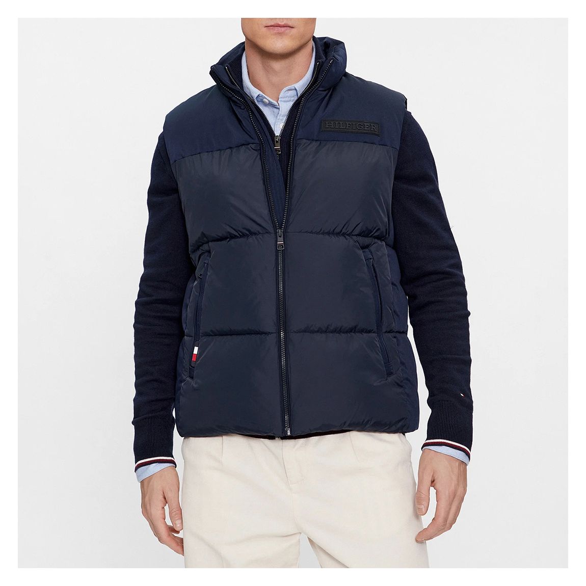 Navy Zip Puffer Gilet main product photo