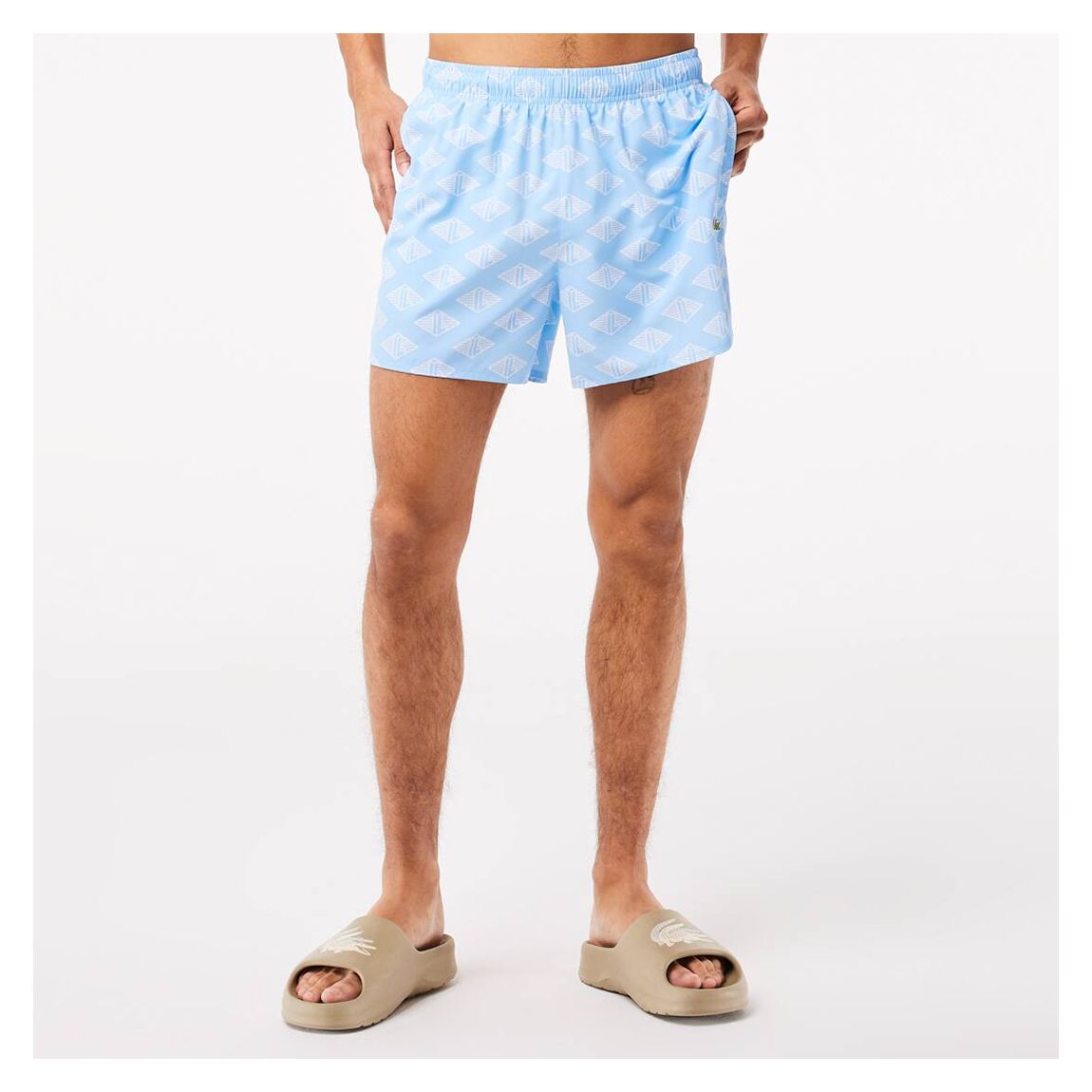 Pale Blue Printed Swimming Trunks main product photo