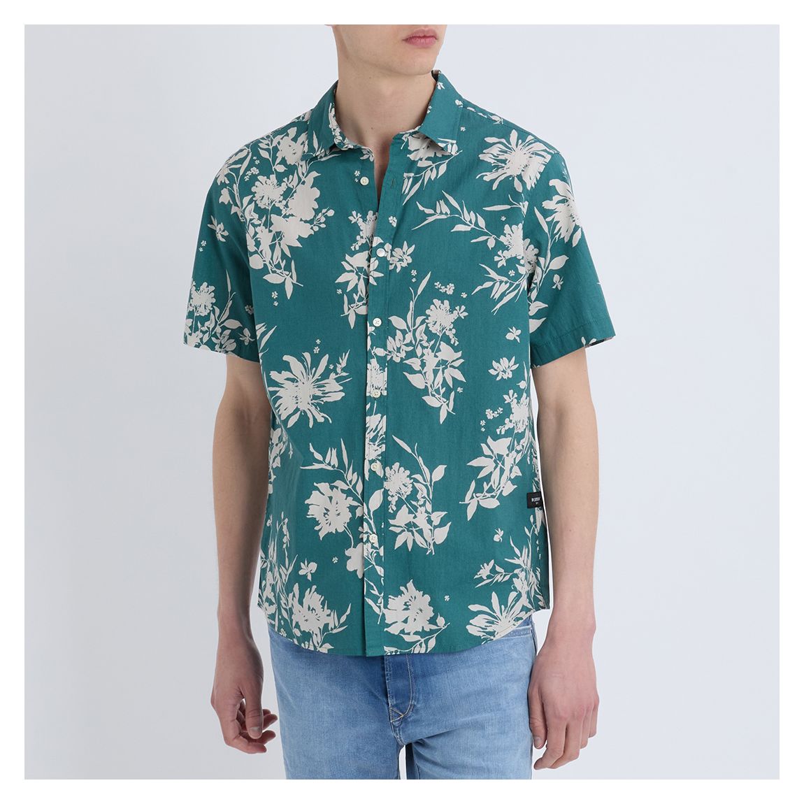 Green Floral Print Cotton Shirt main product photo