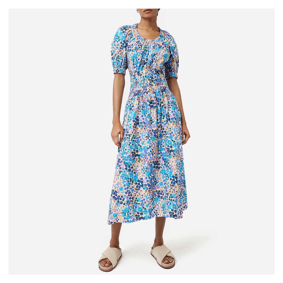 Blue Rave Floral Cotton Dress main product photo