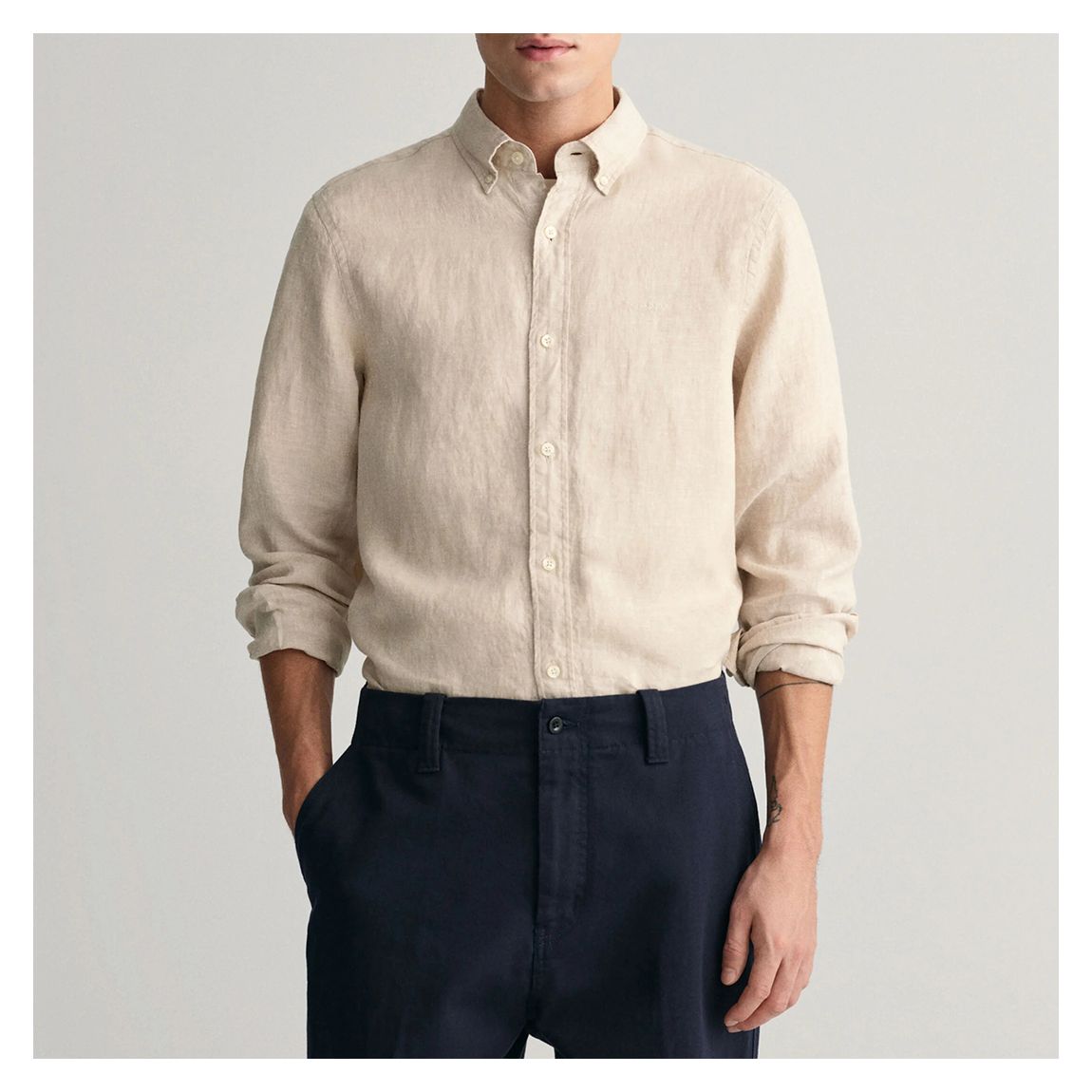 Beige Slim Linen Shirt main product photo