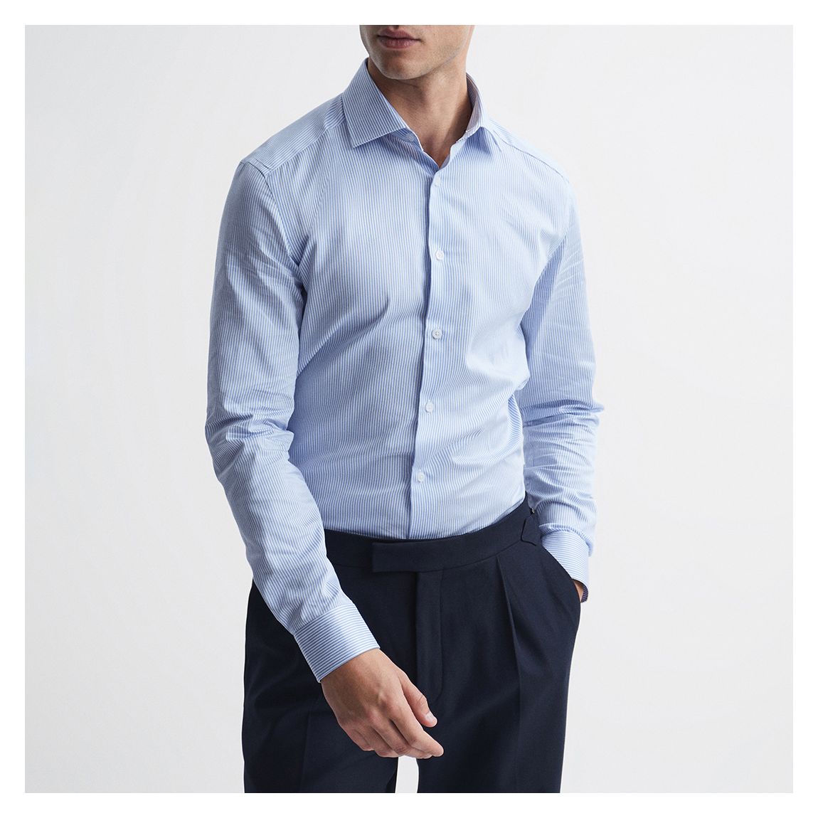 Pale Blue Stripe Slim Cotton Shirt main product photo