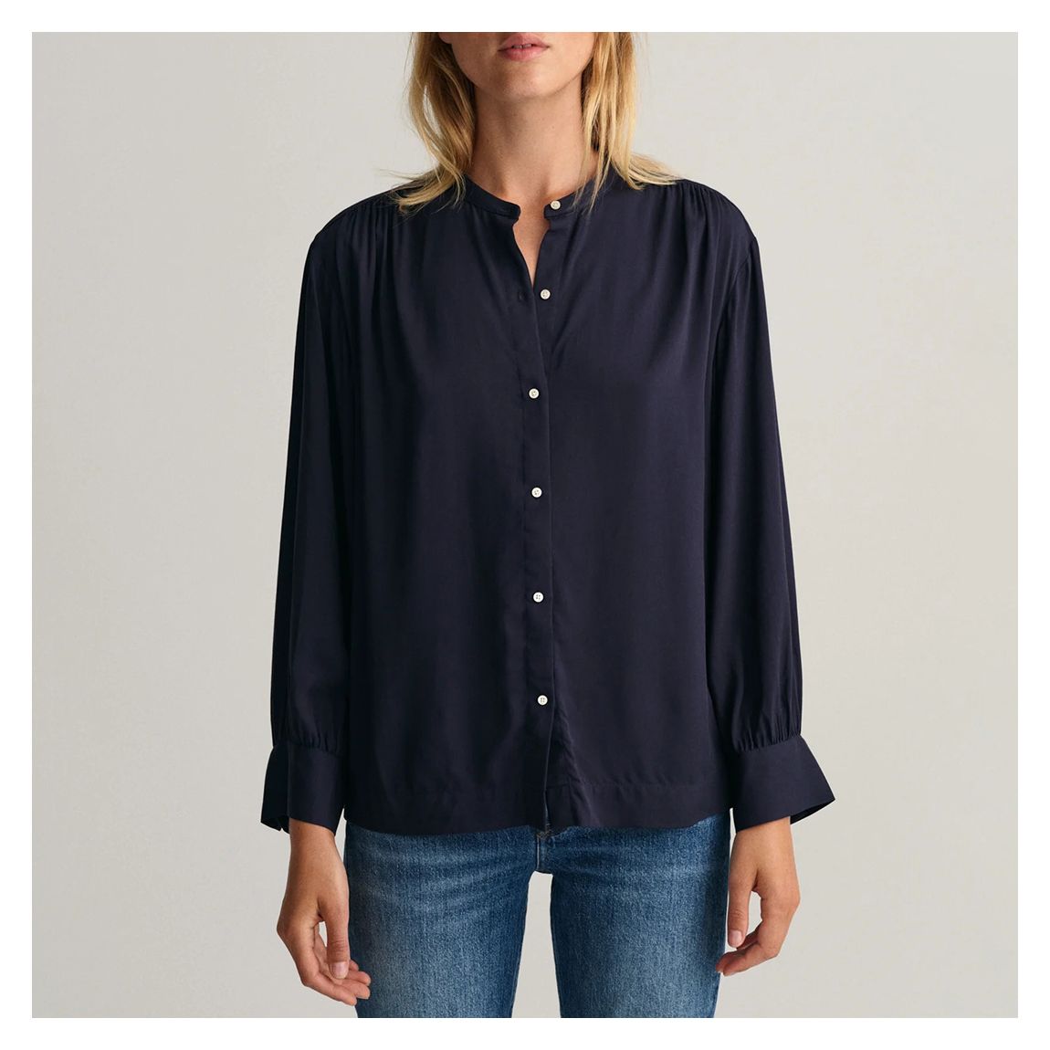 Navy Wide Cuff Blouse main product photo