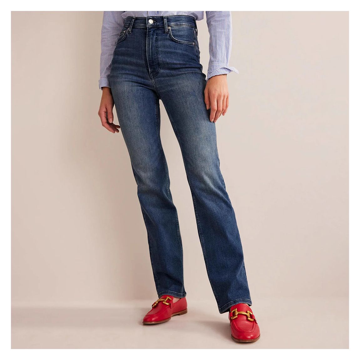 Blue High Rise True Straight Jeans main product photo