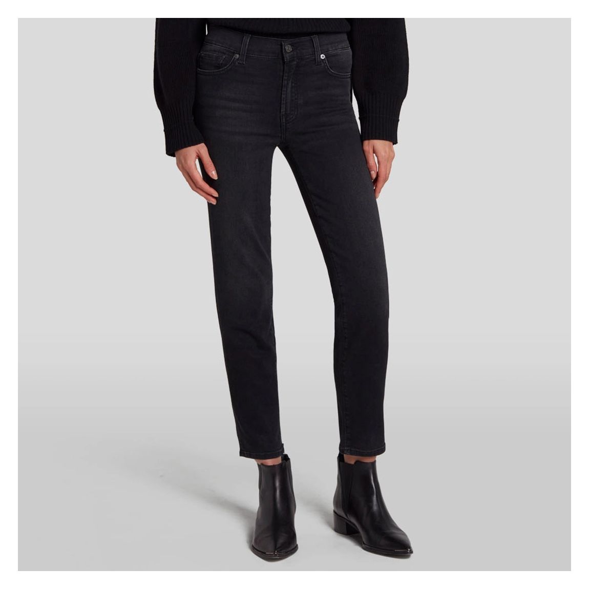 Black Roxanne Straight Stretch Jeans main product photo