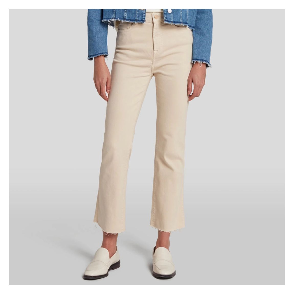Cream Slim Kick Stretch Jeans main product photo