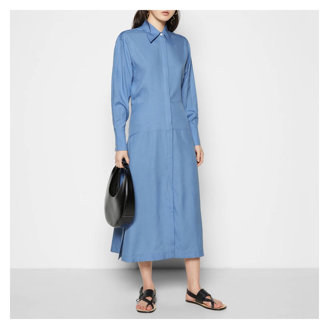 Blue Fluid Shirt Dress main product photo
