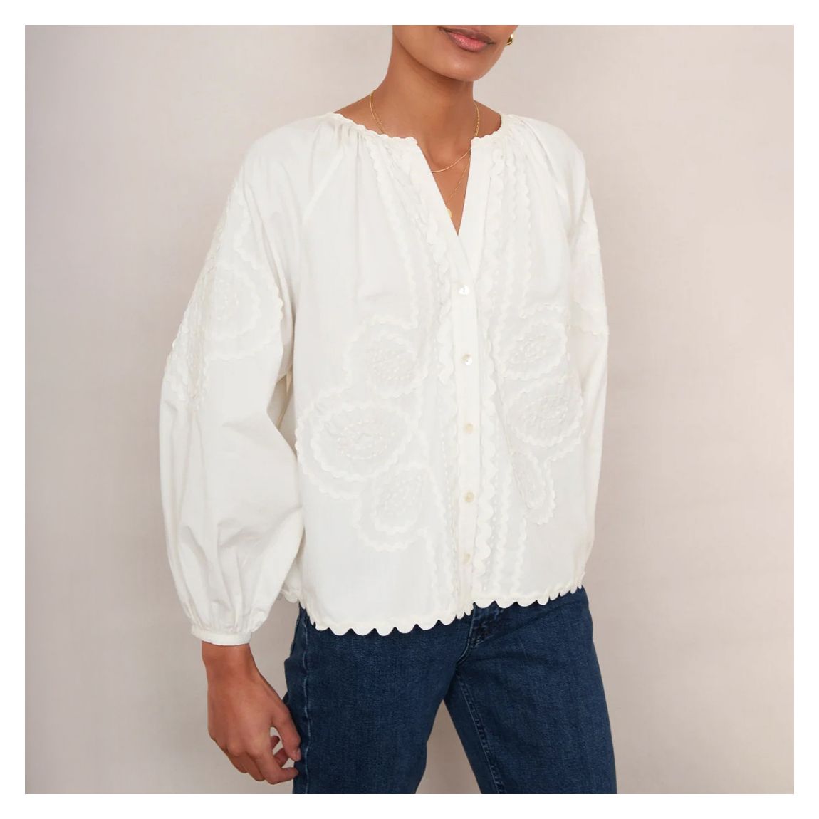 Ivory Veritie Ric Rac Blouse main product photo