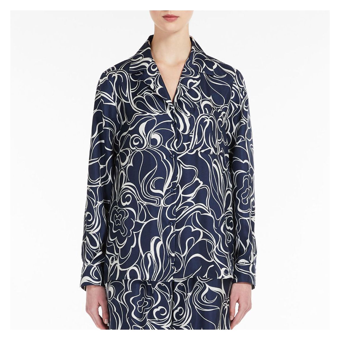 Navy Babila Silk Shirt main product photo