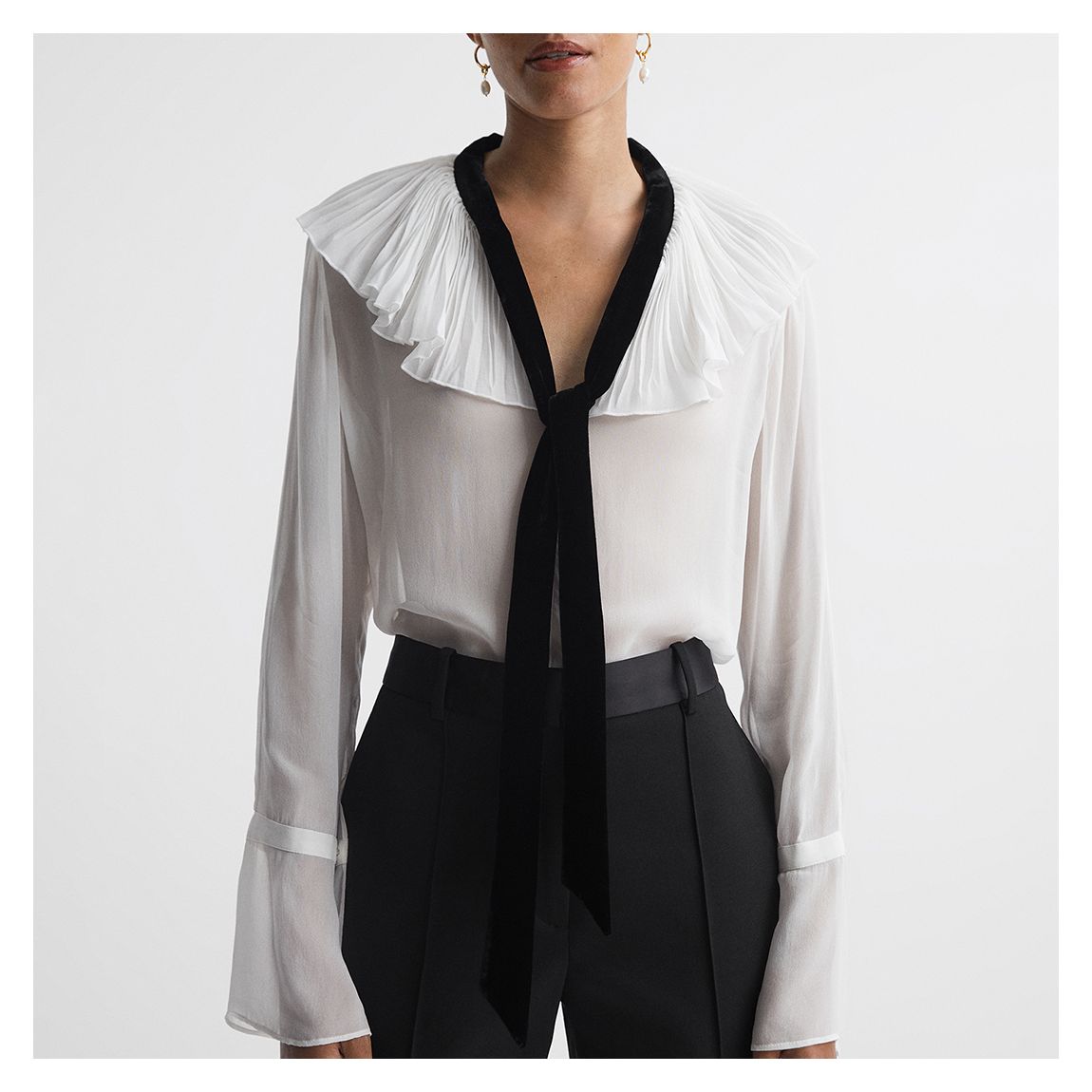 Cream Azariah Ruffle Sheer Blouse main product photo