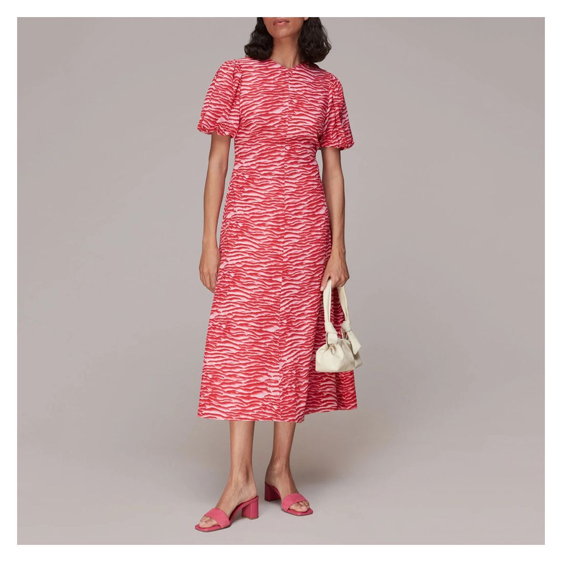 Pink Animal Print Silk Midi Dress main product photo
