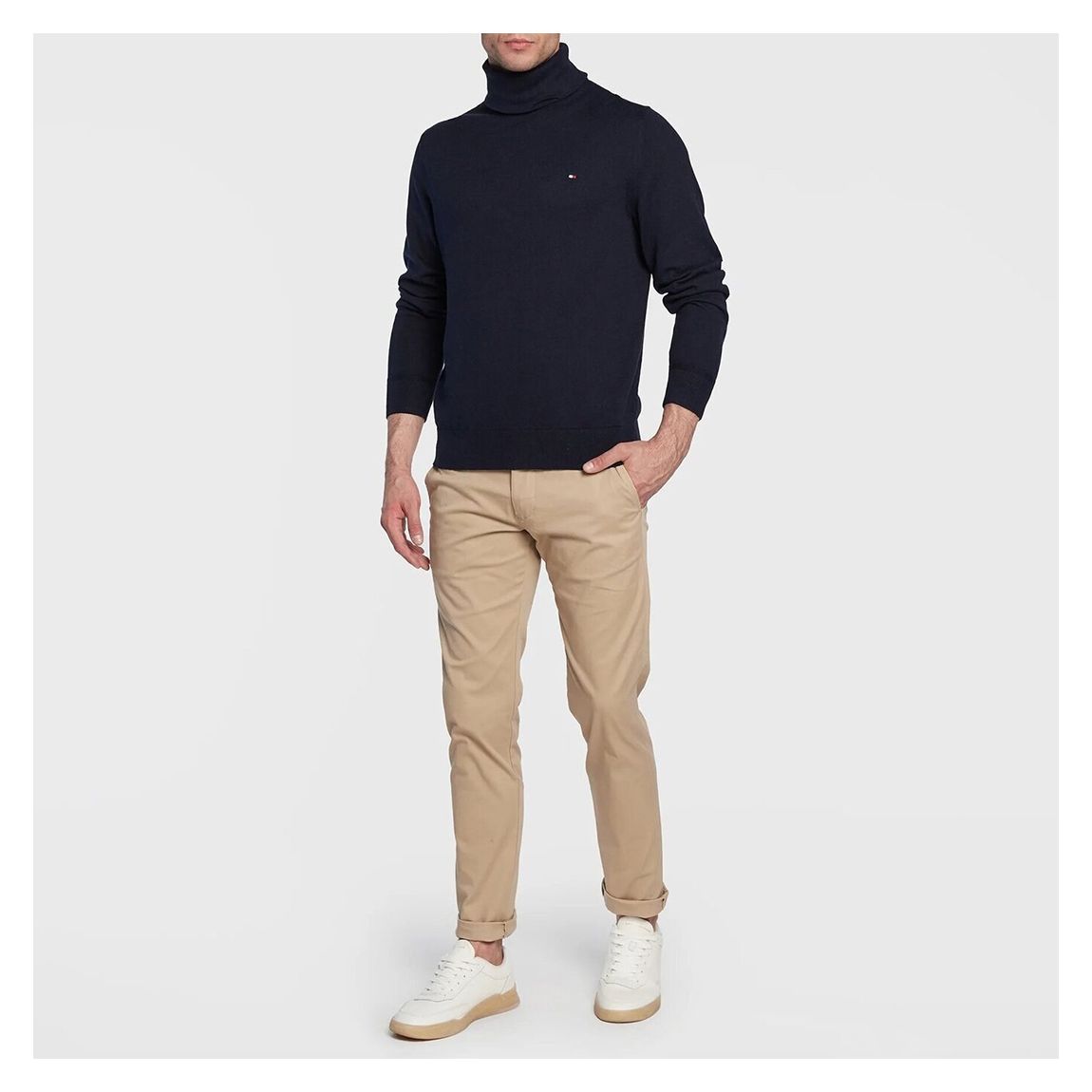Navy Roll Neck Cotton Blend Jumper main product photo