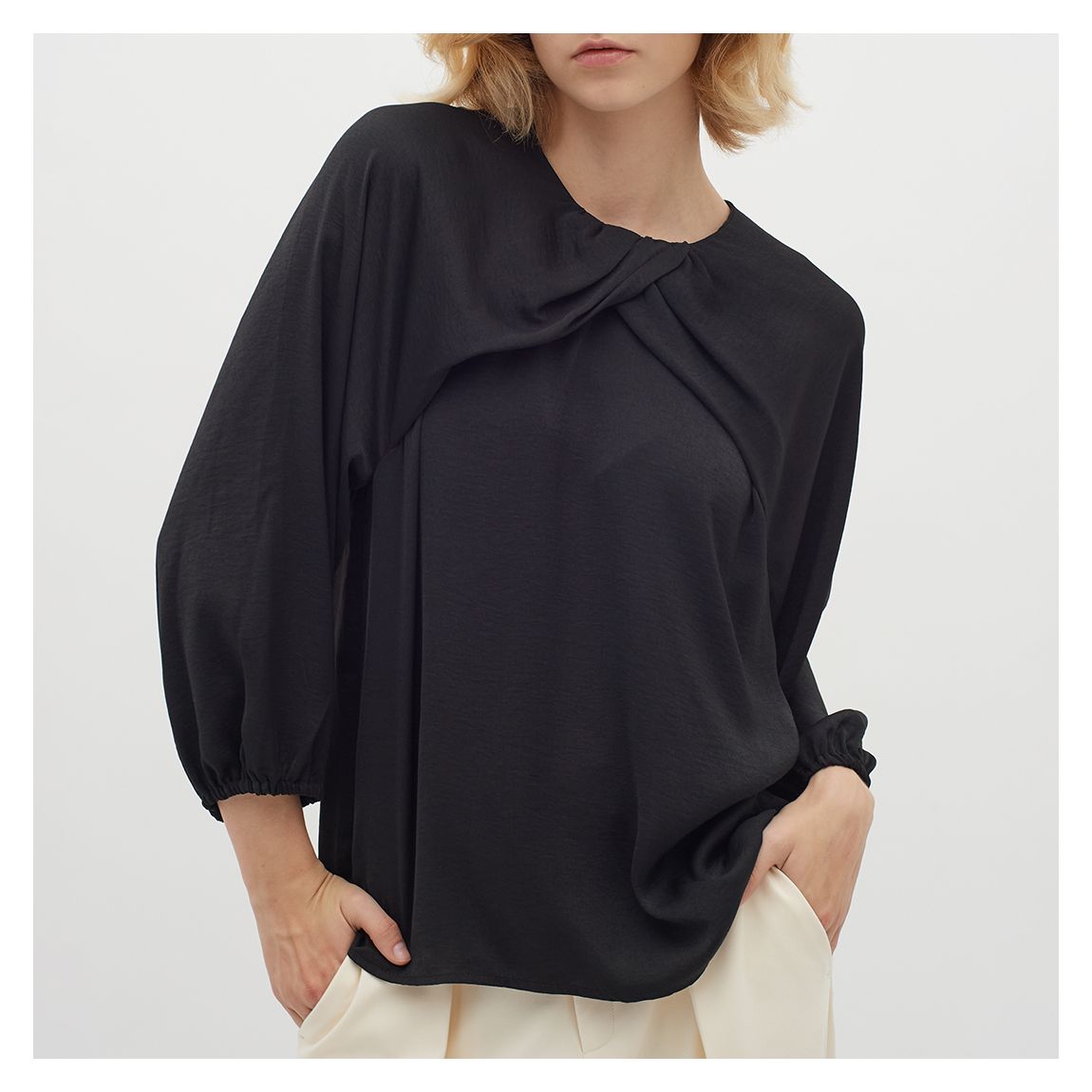 Black Puff Sleeve Blouse main product photo
