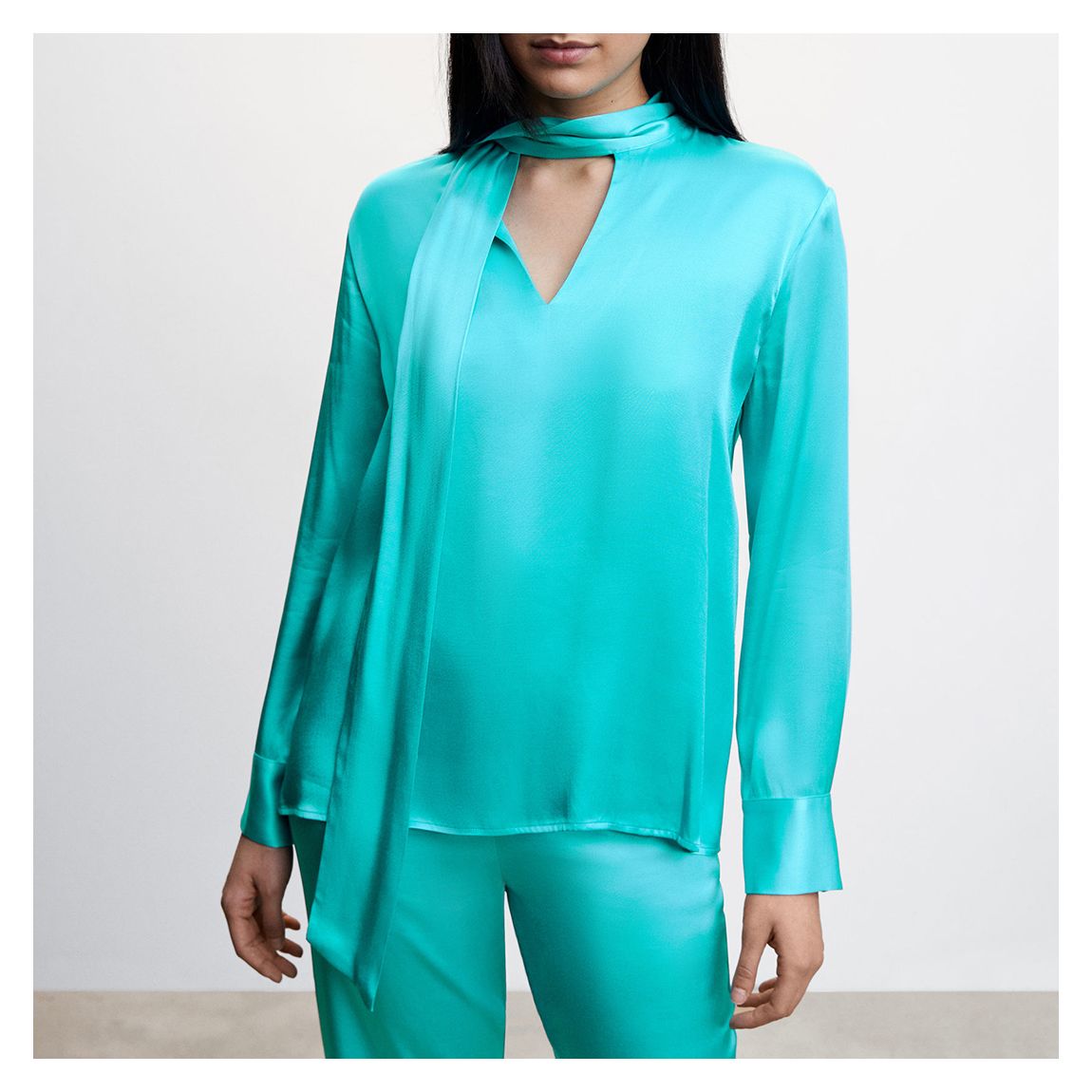 Turquoise Satin Blouse main product photo