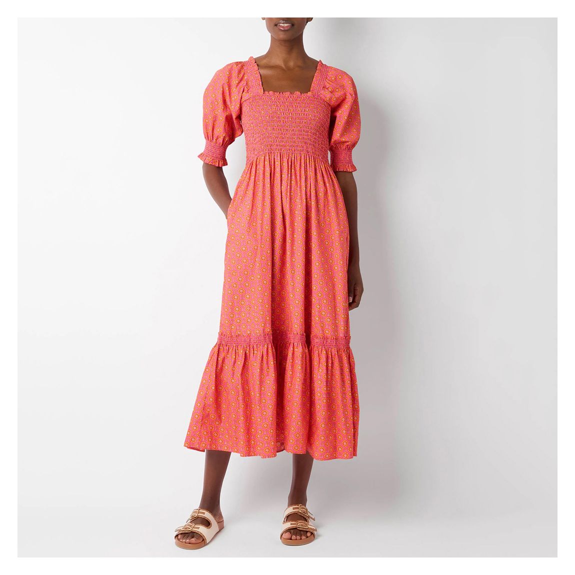 Pink/Orange Sage Floral Cotton Sundress main product photo