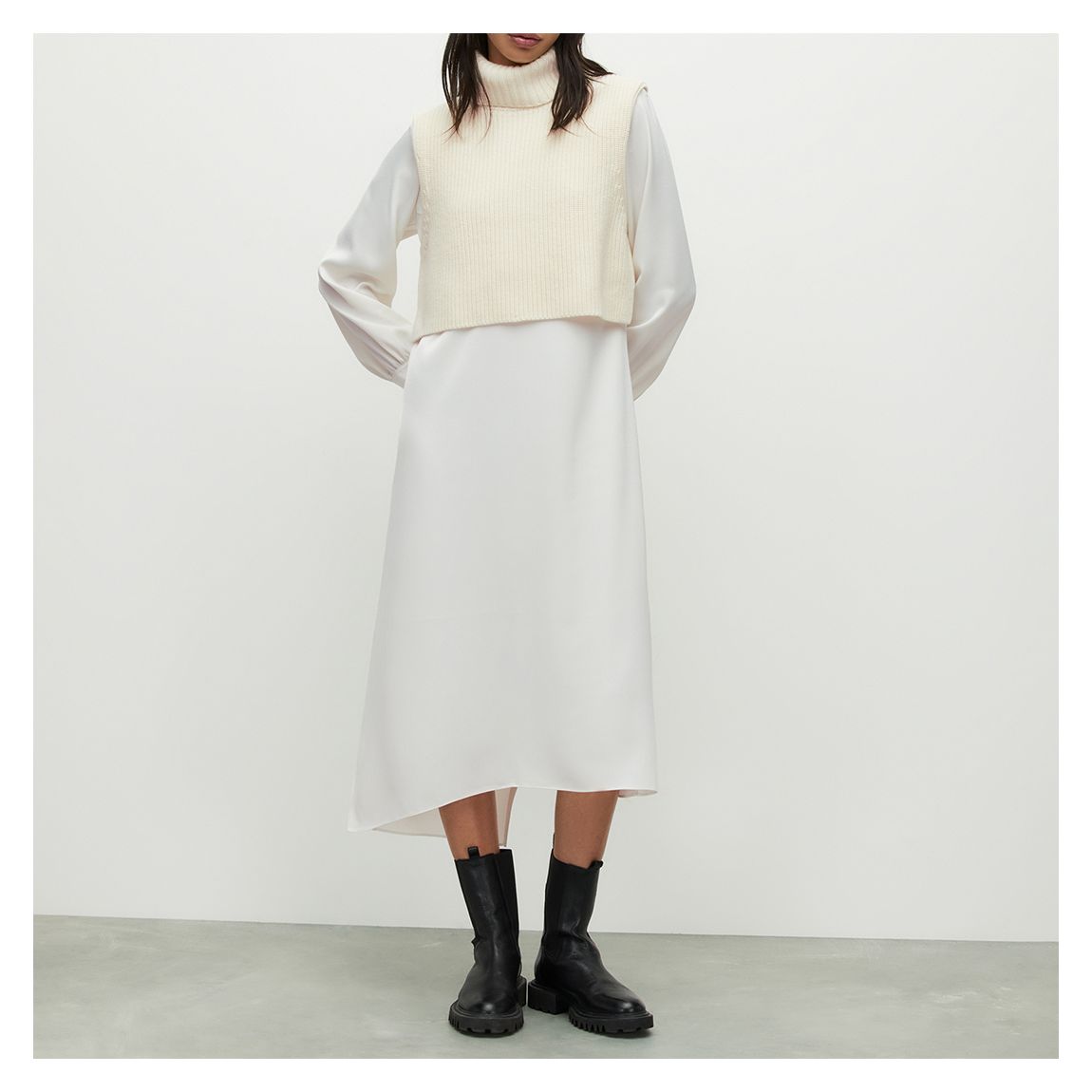 White Zoey Shirt Cashmere Blend Midi Dress main product photo