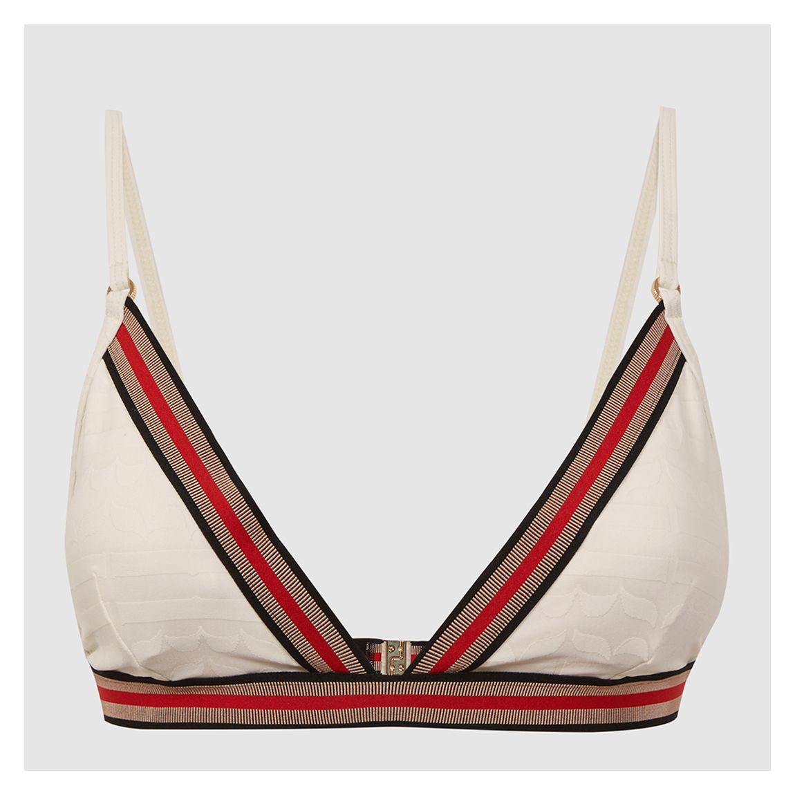 White Freya Textured Stripe Bikini Top main product photo