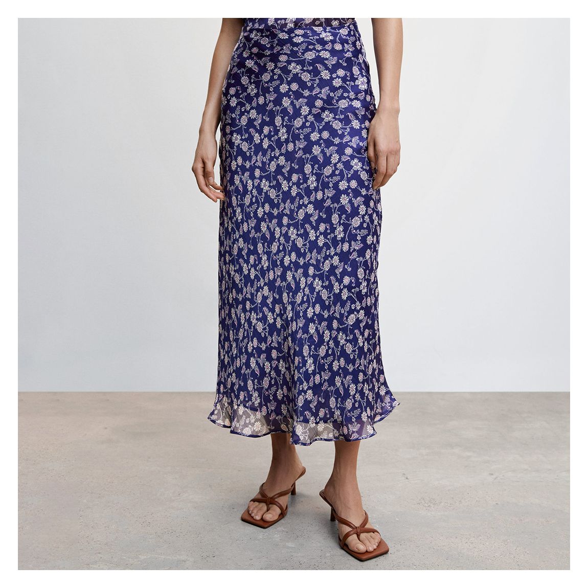 Blue Floral Midi Skirt main product photo