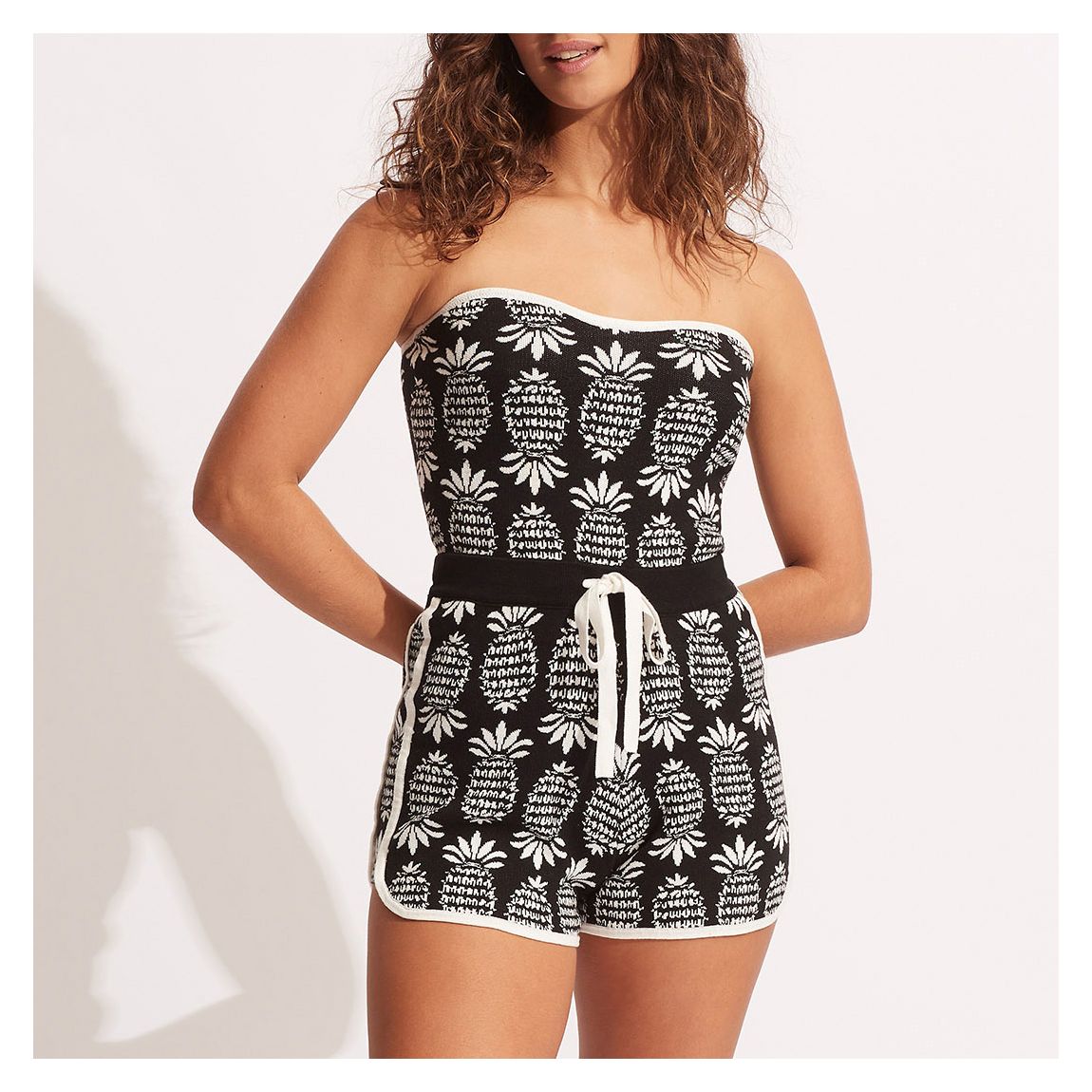 Black Corsica Jacquard Knit Playsuit main product photo