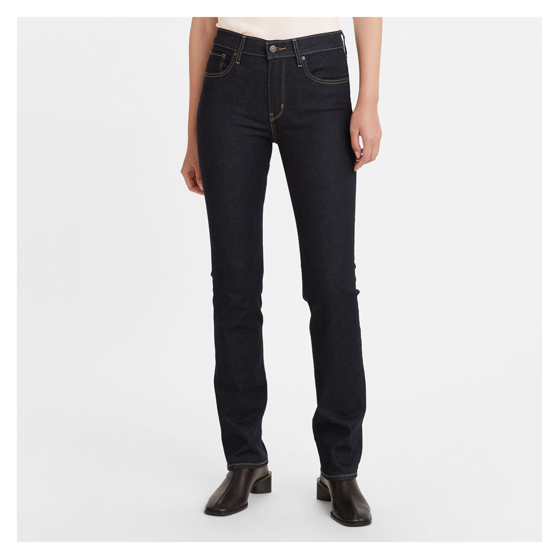 Navy 724™ High Rise Straight Stretch Jeans main product photo