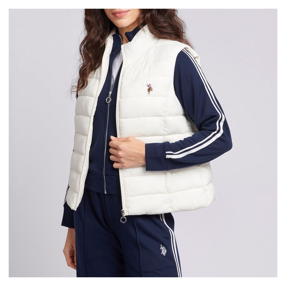 Ecru Lightweight Puffer Cotton Blend Gilet main product photo