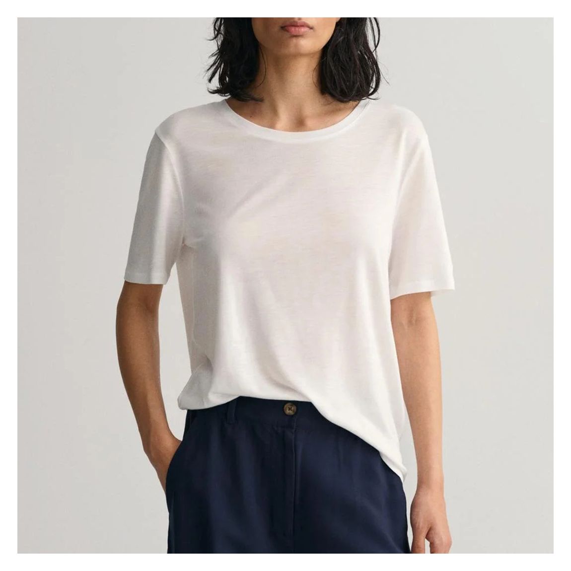 White Drape Neck T-Shirt main product photo