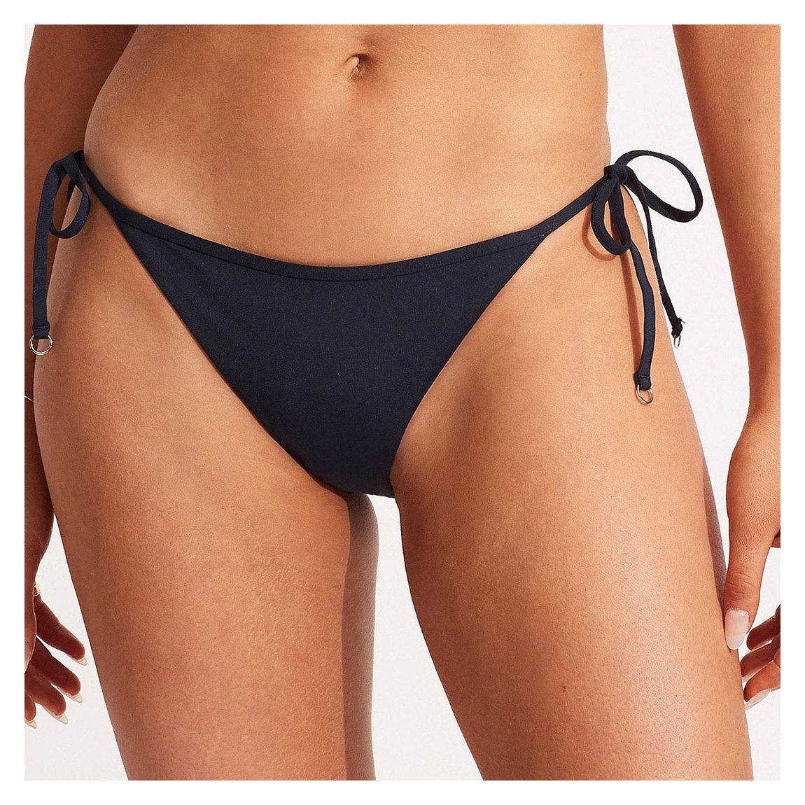 Navy Hipster Tie Side Bikini Bottoms main product photo