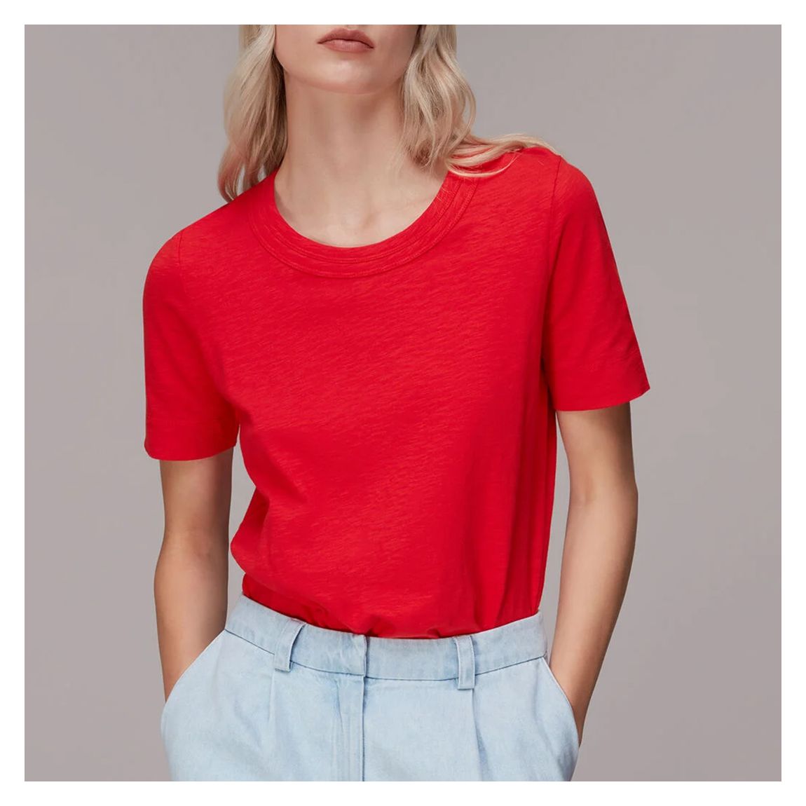 Red Rosa Double Trim Cotton T-Shirt main product photo