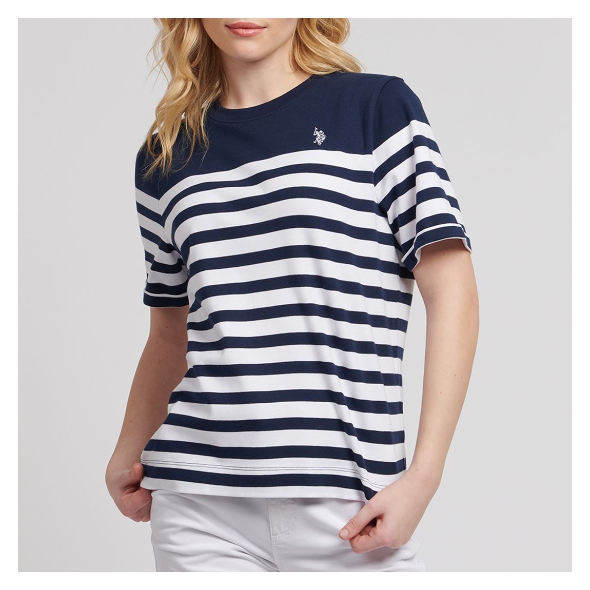 Navy Regular Fit Stripe Cotton T-Shirt main product photo