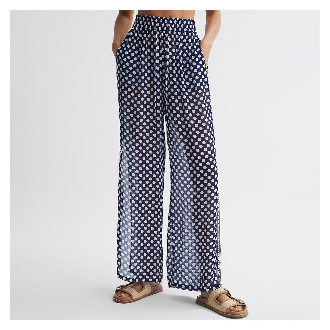 Navy Farah Polka Dot Trousers main product photo