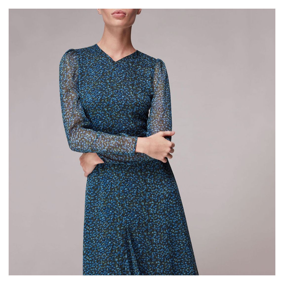 Blue Floral Dobby Dress main product photo