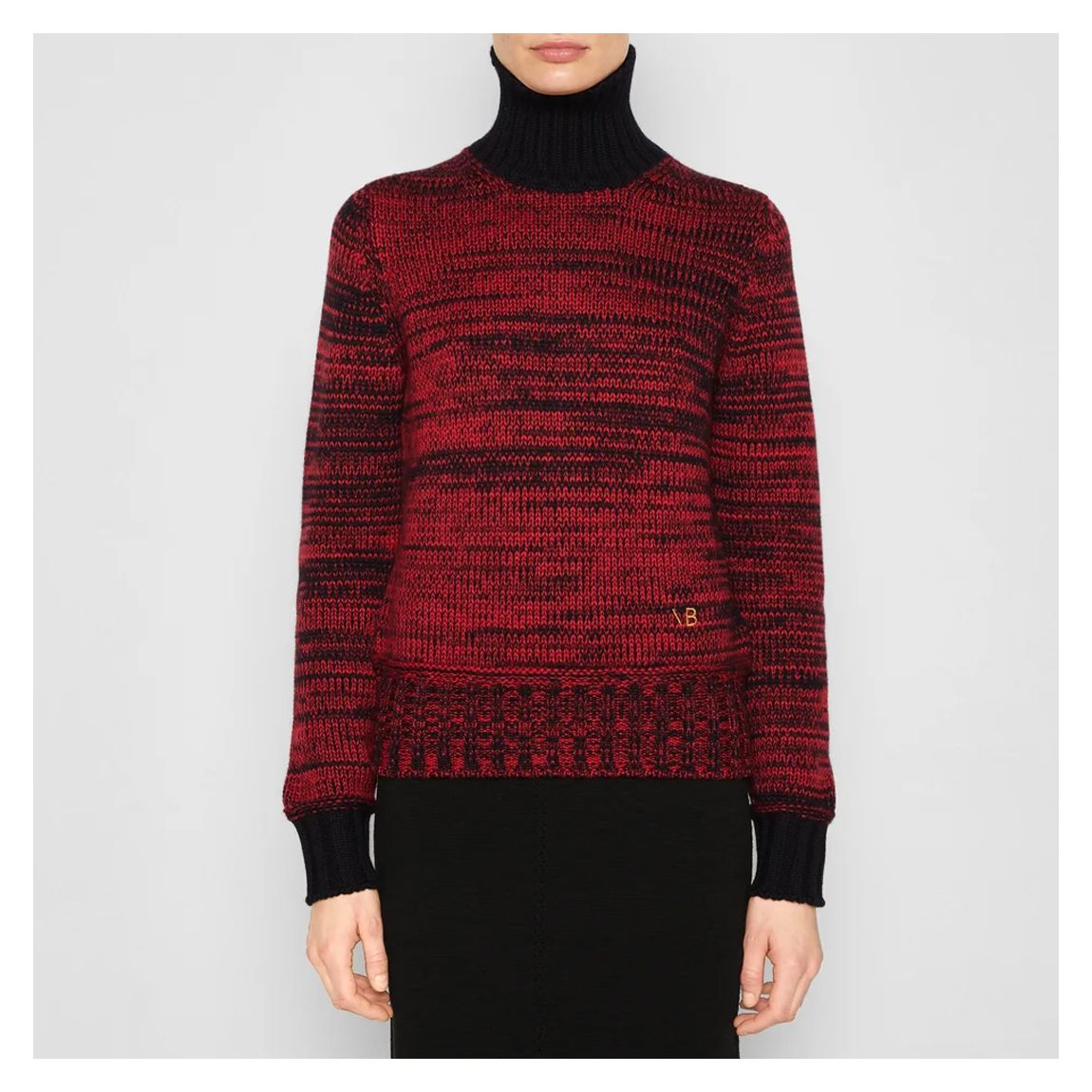 Red Contrast Detail Wool Polo Neck Jumper main product photo